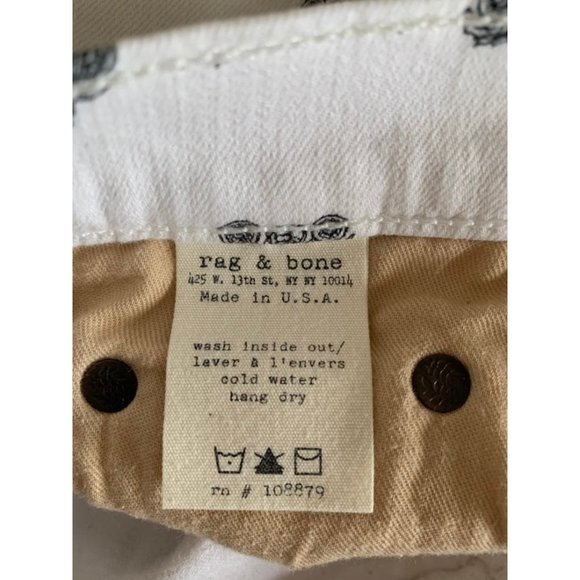 Rag & Bone ๐ Jean Shorts sz26 29 waist White mid rise motocycle print - Picture 9 of 11